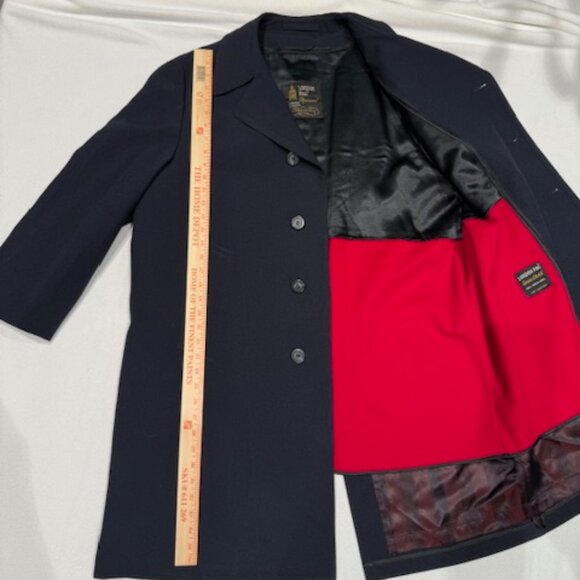 London Fog Navy Trench Coat Red Snow Cloth Wool Liner Vintage 42 Short - Picture 8 of 12